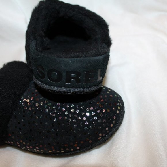 NIB‎ WOMEN'S SOREL METALLIC FUR SLIP ON SLIPPERS BLACK - Picture 5 of 8